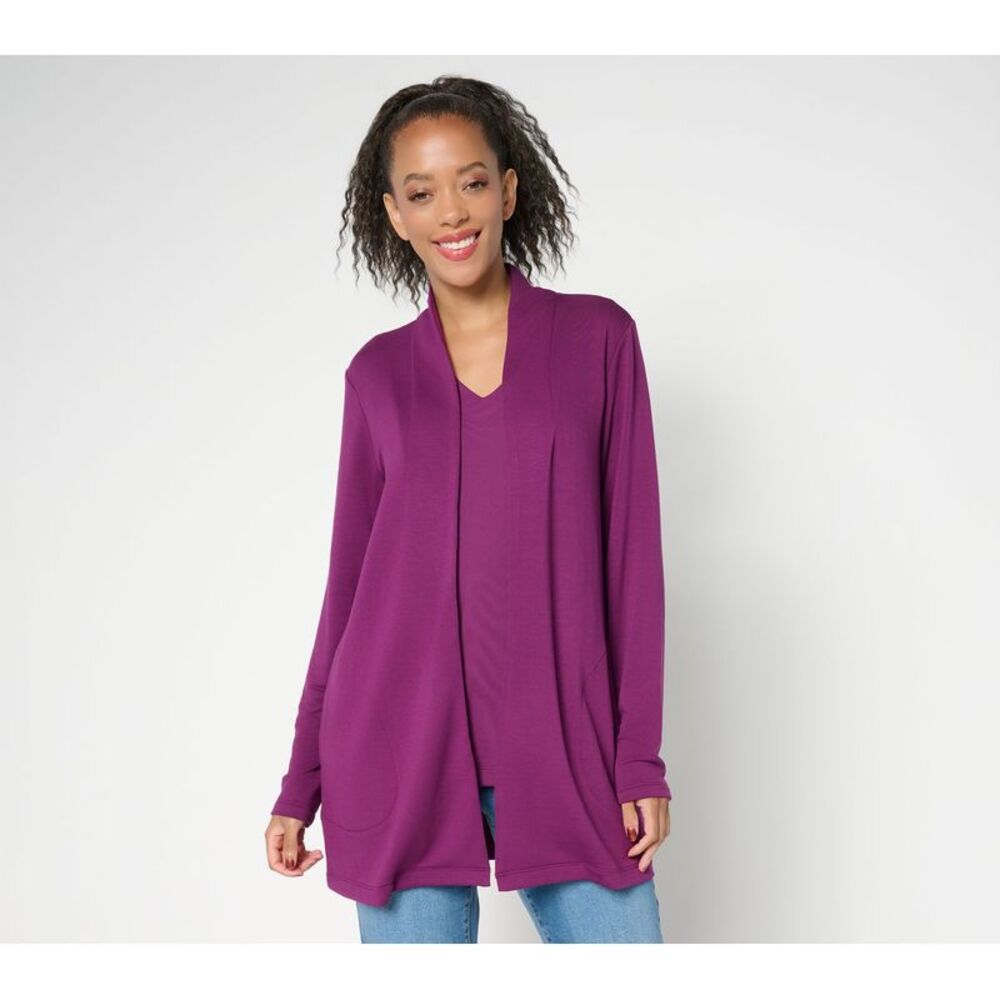 Top Knot Women's Sweater Sz M Acquitted Knit Duster Cardigan Purple A704258